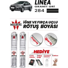 Wulberg Fiat Linea Granit Gri 284 Rötuş Boya 25 ml + Vernik Iğne & Fırça Uçlu Kalıcı Çizik Giderici Rutuş