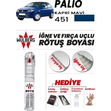 Wulberg Fiat Palio Kapri Mavi 451 Rötuş Boya 25 ml Iğne & Fırça Uçlu Kalıcı Çizik Giderici