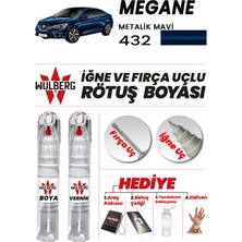 Wulberg Renault Megane Metalik Mavi 432 Rötuş Boya 25 ml + Vernik Iğne & Fırça Uçlu Kalıcı Çizik Giderici