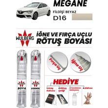 Wulberg Renault Megane Fildişi Beyaz D16 Rötuş Boya 25 ml + Vernik Iğne & Fırça Uçlu Kalıcı Çizik Giderici