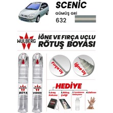 Wulberg Renault Scenic Gümüş Gri 632 Rötuş Boya 25 ml + Vernik Iğne & Fırça Uçlu Kalıcı Çizik Giderici