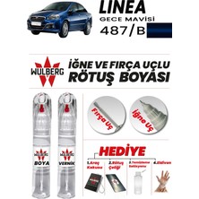 Wulberg Fiat Linea Gece Mavisi 487/B Rötuş Boya 25 ml + Vernik Iğne & Fırça Uçlu Kalıcı Çizik Giderici