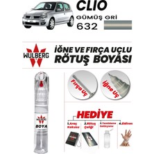 Wulberg Renault Clio Gümüş Gri 632 Rötuş Boya 25 ml Iğne & Fırça Uçlu Kalıcı Çizik Giderici
