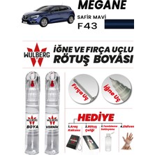 Wulberg Renault Megane Safir Mavi F43 Rötuş Boya 25 ml + Vernik Iğne & Fırça Uçlu Kalıcı Çizik Giderici