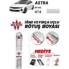 Wulberg Opel Astra Beyaz 474 Rötuş Boya 25 ml Iğne & Fırça Uçlu Kalıcı Çizik Giderici Rutuş