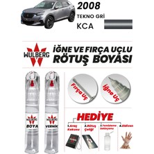 Wulberg Peugeot 2008 Tekno Gri Kca Rötuş Boya 25 ml + Vernik Iğne & Fırça Uçlu Kalıcı Çizik Giderici