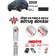 Wulberg Peugeot 3008 Titan Gri Kkj Rötuş Boya 25 ml Iğne & Fırça Uçlu Kalıcı Çizik Giderici Rutuş