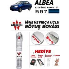 Wulberg Fiat Albea Define Mavisi 597 Rötuş Boya 25 ml Iğne & Fırça Uçlu Kalıcı Çizik Giderici Rutuş