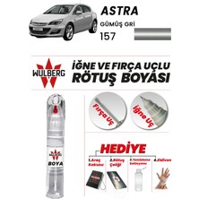Wulberg Opel Astra Gümüş Gri 157 Rötuş Boya 25 ml Iğne & Fırça Uçlu Kalıcı Çizik Giderici Rutuş