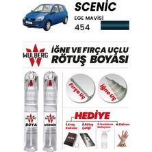 Wulberg Renault Scenic Ege Mavisi 454 Rötuş Boya 25 ml + Vernik Iğne & Fırça Uçlu Kalıcı Çizik Giderici