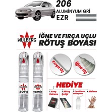 Wulberg Peugeot 206 Aluminyum Gri Ezr Rötuş Boya 25 ml + Vernik Iğne & Fırça Uçlu Kalıcı Çizik Giderici