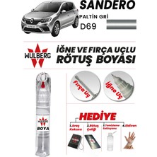 Wulberg Renault Sandero Platin Gri D69 Rötuş Boya 25 ml Iğne & Fırça Uçlu Kalıcı Çizik Giderici