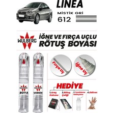 Wulberg Fiat Linea Mistik Gri 612 Rötuş Boya 25 ml + Vernik Iğne & Fırça Uçlu Kalıcı Çizik Giderici Rutuş