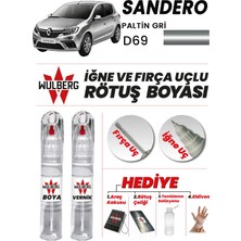 Wulberg Renault Sandero Platin Gri D69 Rötuş Boya 25 ml + Vernik Iğne & Fırça Uçlu Kalıcı Çizik Giderici