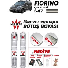 Wulberg Fiat Fiorino Çelik Gri 647 Rötuş Boya 25 ml + Vernik Iğne & Fırça Uçlu Kalıcı Çizik Giderici Rutuş