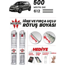 Wulberg Fiat 500 Mistik Gri 612 Rötuş Boya 25 ml + Vernik Iğne & Fırça Uçlu Kalıcı Çizik Giderici Rutuş