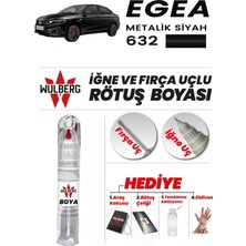 Wulberg Fiat Egea Metalik Siyah 632 Rötuş Boya 25 ml Iğne & Fırça Uçlu Kalıcı Çizik Giderici Rutuş