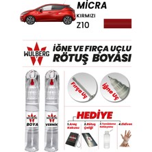 Wulberg Nissan Micra Kırmızı Z10 Rötuş Boya 25 ml + Vernik Iğne & Fırça Uçlu Kalıcı Çizik Giderici