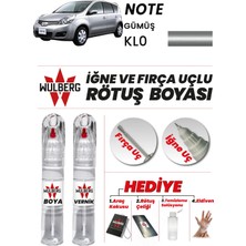 Wulberg Nissan Note Gümüş Kl0 Rötuş Boya 25 ml + Vernik Iğne & Fırça Uçlu Kalıcı Çizik Giderici
