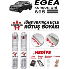 Wulberg Fiat Egea Kurşun Gri 695 Rötuş Boya 25 ml + Vernik Iğne & Fırça Uçlu Kalıcı Çizik Giderici