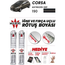 Wulberg Opel Corsa Astreoid Gri 190 Rötuş Boya 25 ml + Vernik Iğne & Fırça Uçlu Kalıcı Çizik Giderici