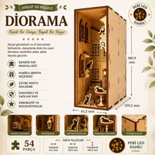 Algwood Fransız Avlusu Ahşap 3D Puzzle Diorama Kitap Ayracı – Peri LED Işıklı, 54 Parça Maket Kiti