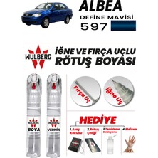 Wulberg Fiat Albea Define Mavisi 597 Rötuş Boya 25 ml + Vernik Iğne & Fırça Uçlu Kalıcı Çizik Giderici