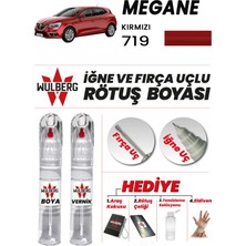 Wulberg Renault Megane Kırmızı 719 Rötuş Boya 25 ml + Vernik Iğne & Fırça Uçlu Kalıcı Çizik Giderici