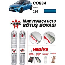 Wulberg Opel Corsa Mavi 291 Rötuş Boya 25 ml + Vernik Iğne & Fırça Uçlu Kalıcı Çizik Giderici