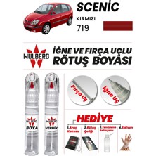Wulberg Renault Scenic Kırmızı 719 Rötuş Boya 25 ml + Vernik Iğne & Fırça Uçlu Kalıcı Çizik Giderici