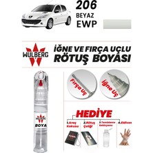 Wulberg Peugeot 206 Beyaz Ewp Rötuş Boya 25 ml Iğne & Fırça Uçlu Kalıcı Çizik Giderici
