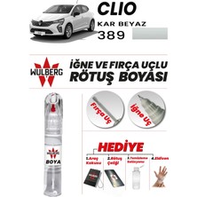 Wulberg Renault Clio Kar Beyaz 389 Rötuş Boya 25 ml Iğne & Fırça Uçlu Kalıcı Çizik Giderici