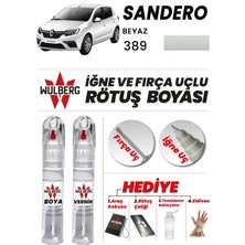 Wulberg Renault Sandero Beyaz 389 Rötuş Boya 25 ml + Vernik Iğne & Fırça Uçlu Kalıcı Çizik Giderici