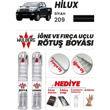 Wulberg Toyota Hılux Siyah 209 Rötuş Boya 25 ml + Vernik Iğne & Fırça Uçlu Kalıcı Çizik Giderici