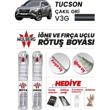 Wulberg Hyundai Tucson Çakıl Gri V3G Rötuş Boya 25 ml + Vernik Iğne & Fırça Uçlu Kalıcı Çizik Giderici