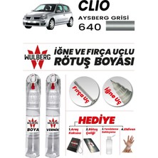 Wulberg Renault Clio Aysberg Grisi 640 Rötuş Boya 25 ml + Vernik Iğne & Fırça Uçlu Kalıcı Çizik Giderici