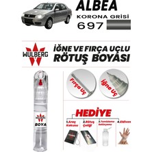 Wulberg Fiat Albea Korona Grisi 697 Rötuş Boya 25 ml Iğne & Fırça Uçlu Kalıcı Çizik Giderici Rutuş