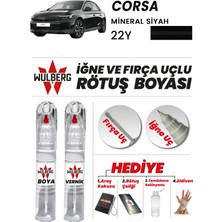 Wulberg Opel Corsa Mineral Siyah 22Y Rötuş Boya 25 ml + Vernik Iğne & Fırça Uçlu Kalıcı Çizik Giderici