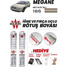 Wulberg Renault Megane Metalik Bej 186 Rötuş Boya 25 ml + Vernik Iğne & Fırça Uçlu Kalıcı Çizik Giderici