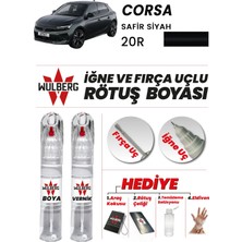 Wulberg Opel Corsa Safir Siyah 20R Rötuş Boya 25 ml + Vernik Iğne & Fırça Uçlu Kalıcı Çizik Giderici