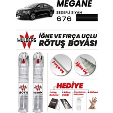 Wulberg Renault Megane Sedefli Siyah 676 Rötuş Boya 25 ml + Vernik Iğne & Fırça Uçlu Kalıcı Çizik Giderici