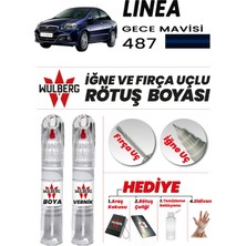 Wulberg Fiat Linea Gece Mavisi 487 Rötuş Boya 25 ml + Vernik Iğne & Fırça Uçlu Kalıcı Çizik Giderici Rutuş