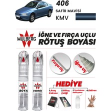 Wulberg Peugeot 406 Safir Mavisi Kmv Rötuş Boya 25 ml + Vernik Iğne & Fırça Uçlu Kalıcı Çizik Giderici