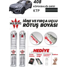 Wulberg Peugeot 408 Köpekbalığı Grisi Ktp Rötuş Boya 25 ml + Vernik Iğne & Fırça Uçlu Kalıcı Çizik Giderici