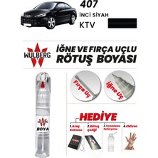 Wulberg Peugeot 407 Inci Siyah Ktv Rötuş Boya 25 ml Iğne & Fırça Uçlu Kalıcı Çizik Giderici