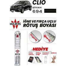 Wulberg Renault Clio Siyah 694 Rötuş Boya 25 ml Iğne & Fırça Uçlu Kalıcı Çizik Giderici Rutuş