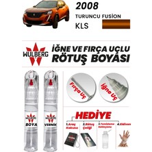 Wulberg Peugeot 2008 Turuncu Fusion Kls Rötuş Boya 25 ml + Vernik Iğne & Fırça Uçlu Kalıcı Çizik Giderici