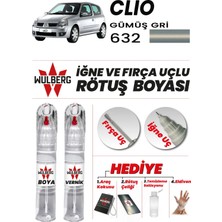 Wulberg Renault Clio Gümüş Gri 632 Rötuş Boya 25 ml + Vernik Iğne & Fırça Uçlu Kalıcı Çizik Giderici