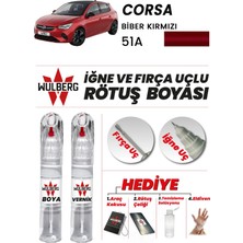 Wulberg Opel Corsa Biber Kırmızı 51A Rötuş Boya 25 ml + Vernik Iğne & Fırça Uçlu Kalıcı Çizik Giderici