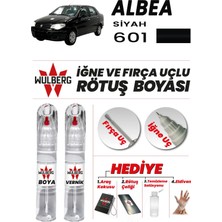 Wulberg Fiat Albea Siyah 601 Rötuş Boya 25 ml + Vernik Iğne & Fırça Uçlu Kalıcı Çizik Giderici